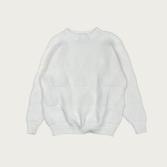 (S) White Triangle Pattern Sweater