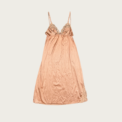 (S) Coral Lace Trim Midi Slip Dress