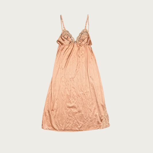 (S) Coral Lace Trim Midi Slip Dress