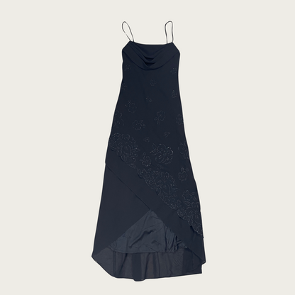 (S) 90s/Y2K Black Beaded Evening Gown