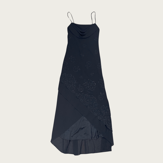 (S) 90s/Y2K Black Beaded Evening Gown