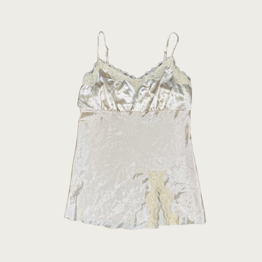 (M/L) Y2K Cream Satin Slip