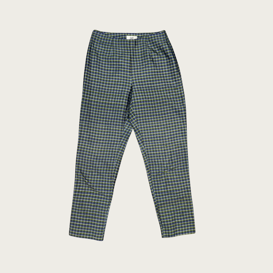 (25") Y2K Gap Green/Blue Plaid Silk Cropped Pants