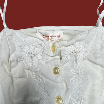 (S) 70s White Embroidered Cotton Eyelet Set