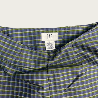 (25") Y2K Gap Green/Blue Plaid Silk Cropped Pants