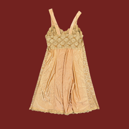 (M) Orange Lace Vintage Slip Dress