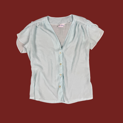 (M) Light Blue Flutter Sleeve Top