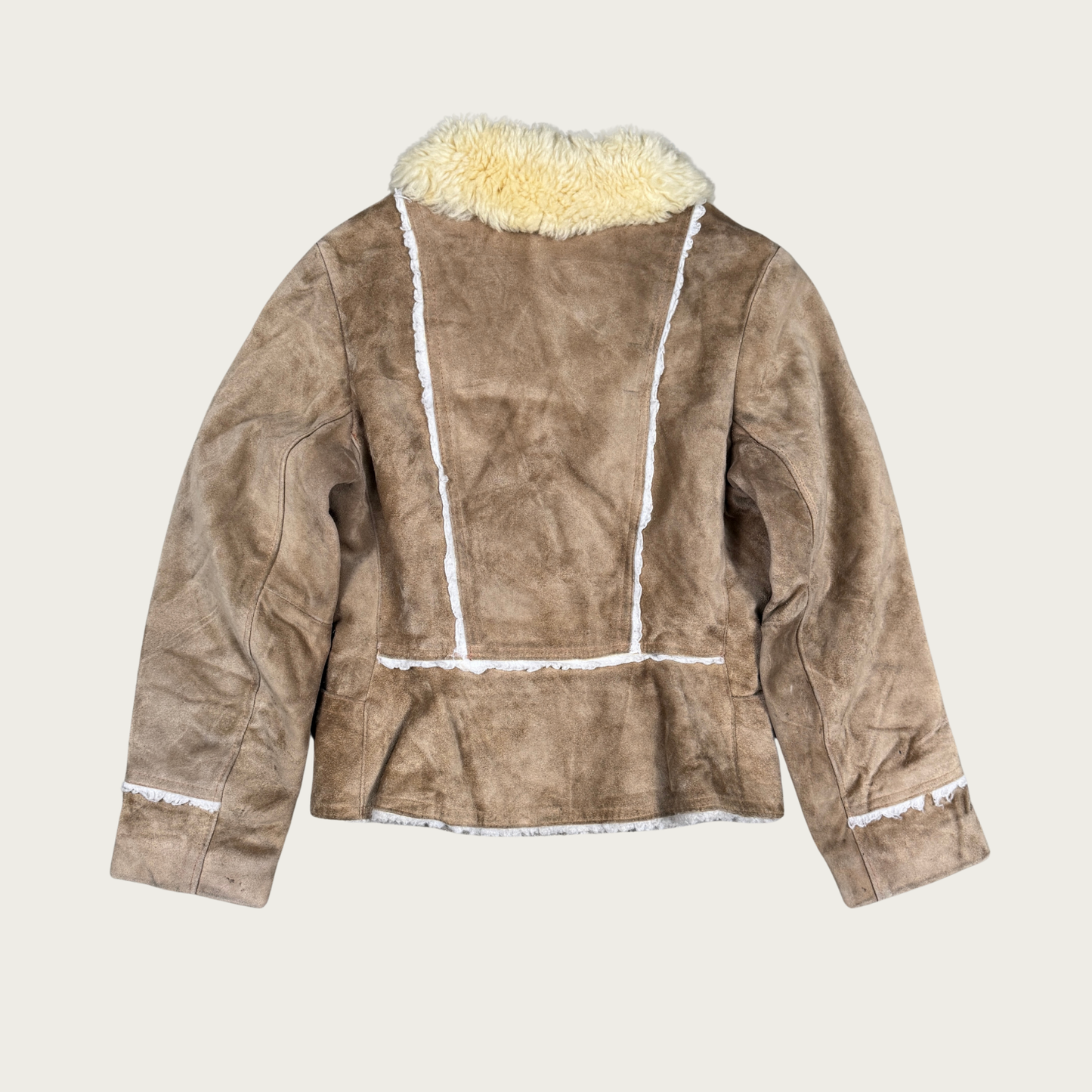 (XS) 70s Suede Fur Collar Jacket