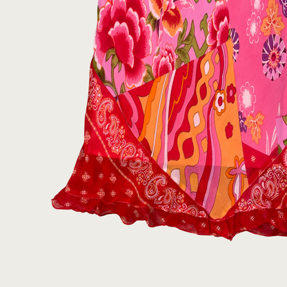 (S/M) Multi Pattern Patchwork Maxi Skirt