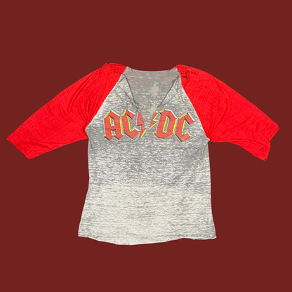 (S/M) 1980 AC/DC Back In Black Tour Thrashed Raglan Tee