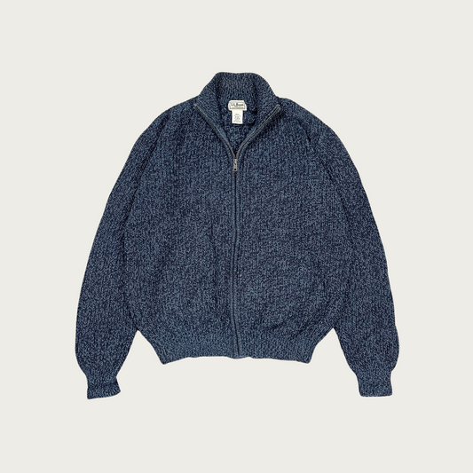 (M) Blue Marled Zip Up Sweater