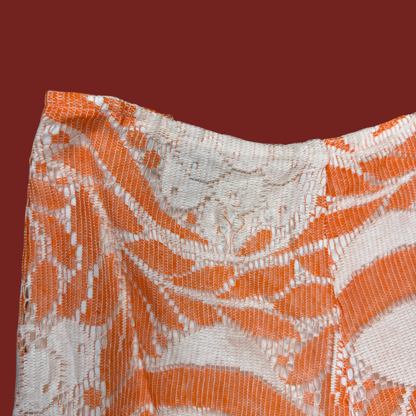 (M) 70s Orange/White Crop Top and Bell Bottom Set