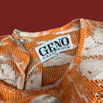 (M) 70s Orange/White Crop Top and Bell Bottom Set