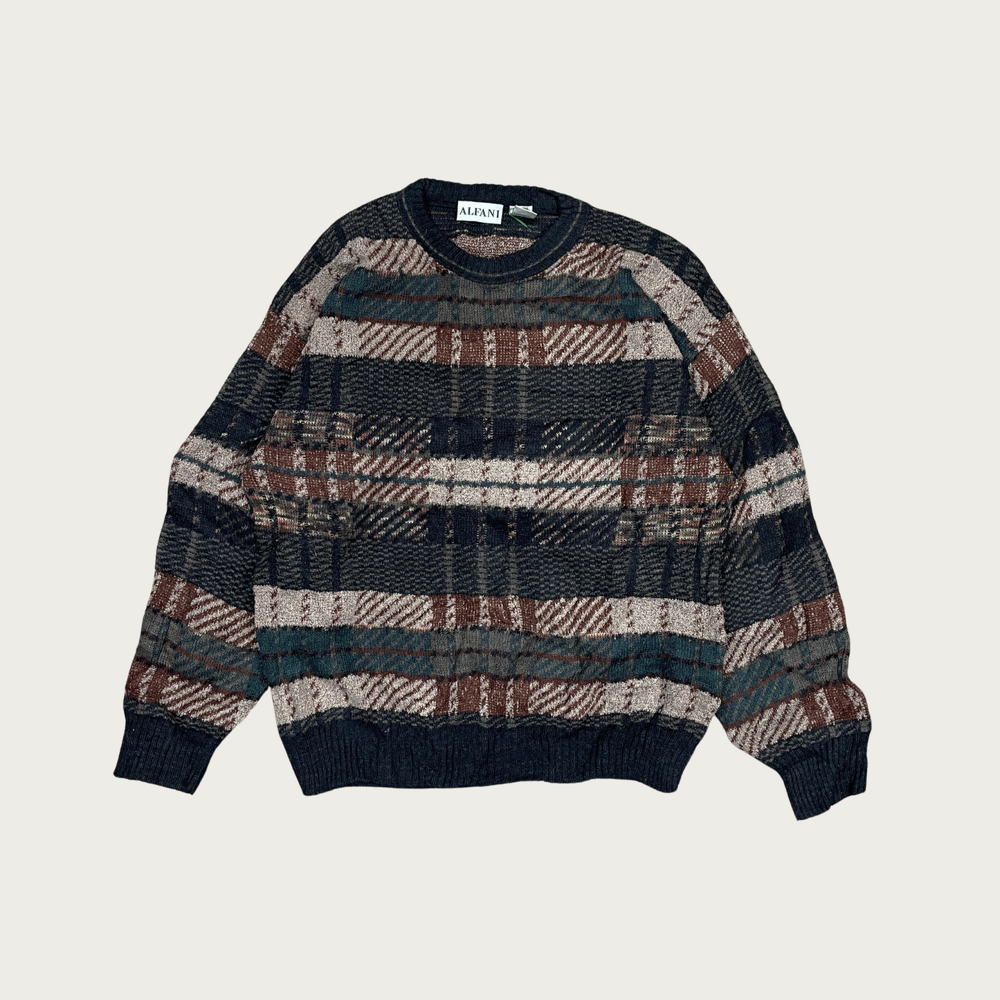 (M) Plaid Patterned Knit Sweater