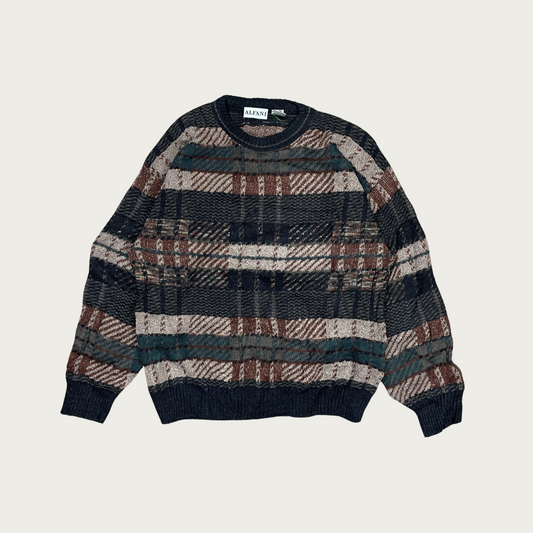 (M) Plaid Patterned Knit Sweater