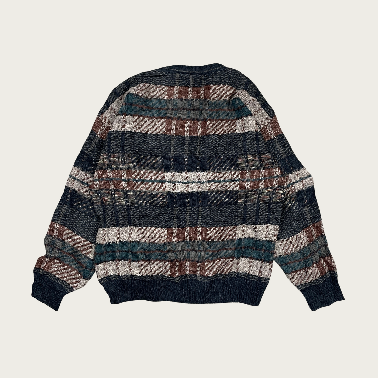 (M) Plaid Patterned Knit Sweater