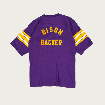 (M/L) 70s/80s "Bison Backer" Purple/Yellow Jersey Tee