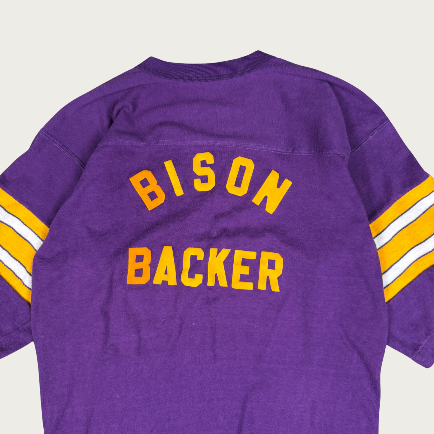(M/L) 70s/80s "Bison Backer" Purple/Yellow Jersey Tee