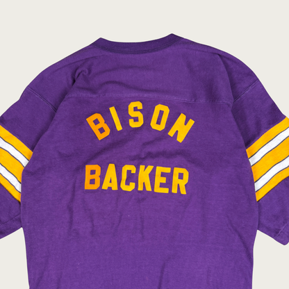 (M/L) 70s/80s "Bison Backer" Purple/Yellow Jersey Tee