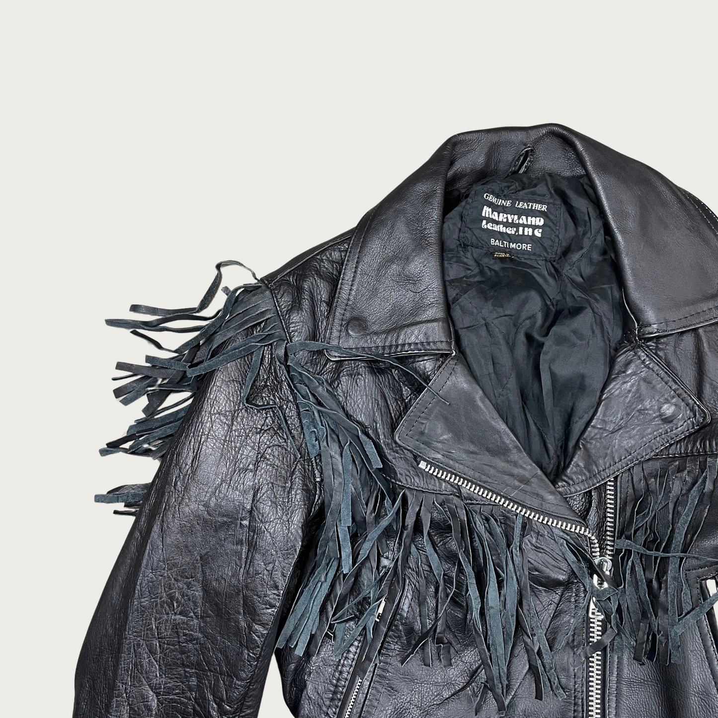 (S) Fringe Leather Motorcycle Jacket