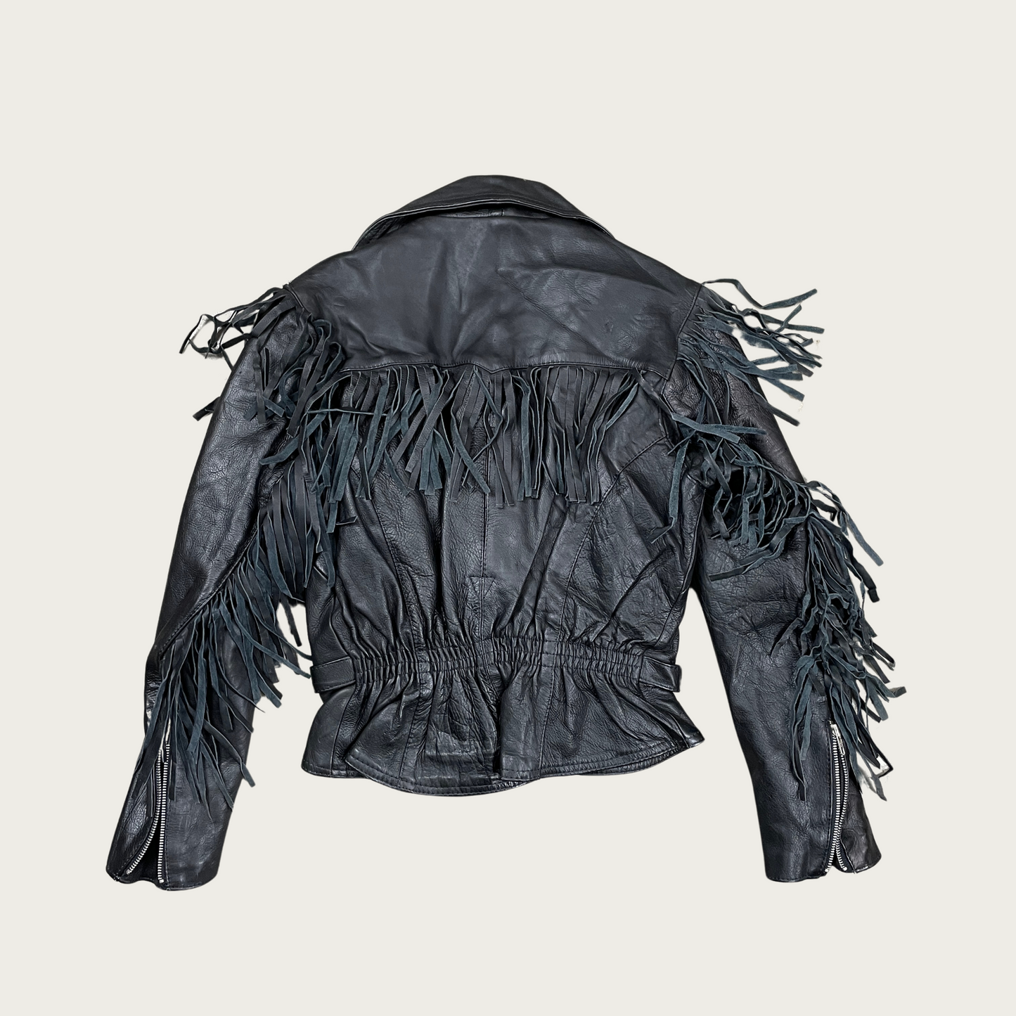 (S) Fringe Leather Motorcycle Jacket