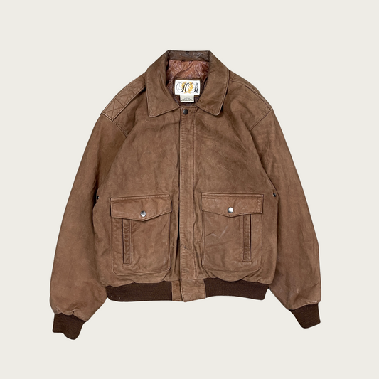 (S) Brown Suede Bomber Jacket