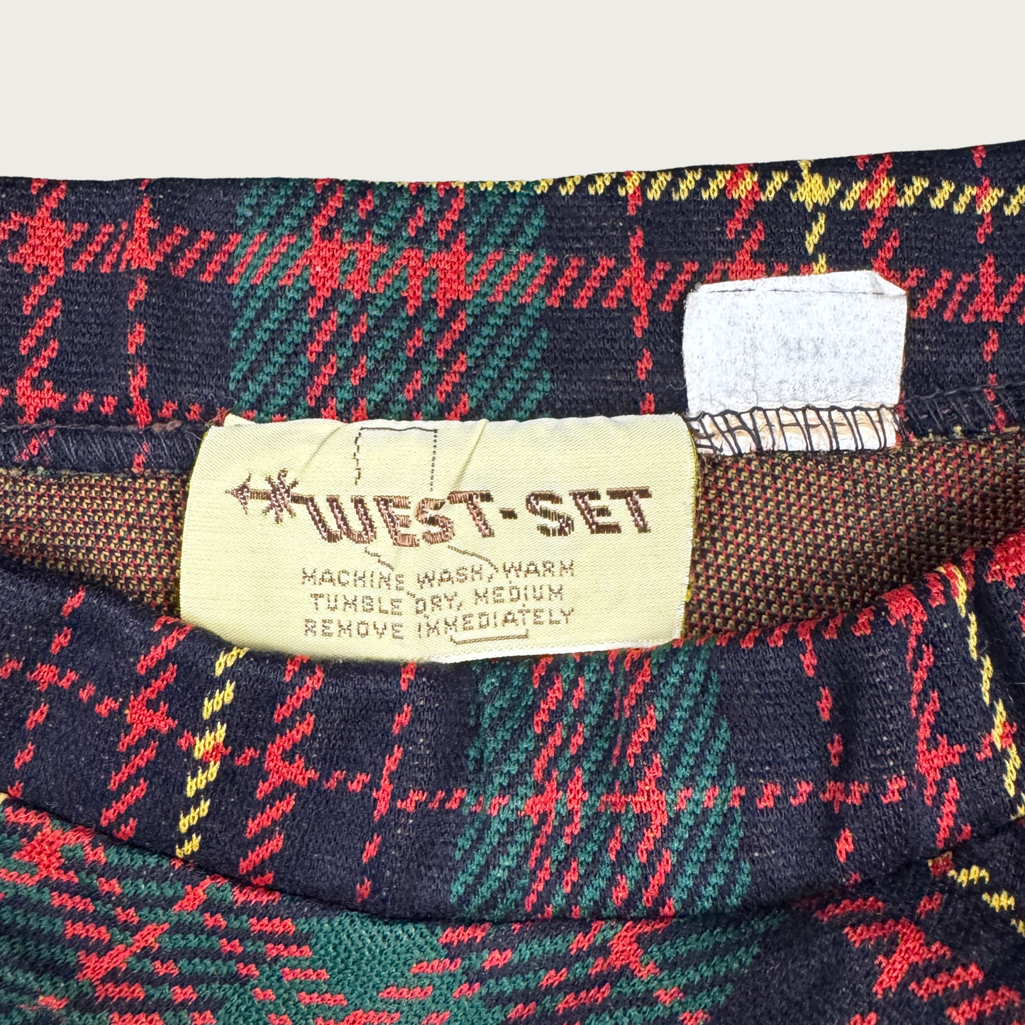 (L) 60s/70s Red/Green Plaid Midi Skirt