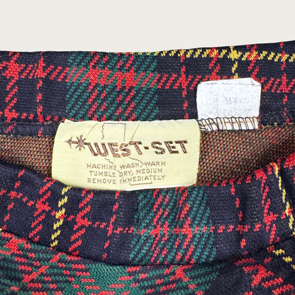 (L) 60s/70s Red/Green Plaid Midi Skirt