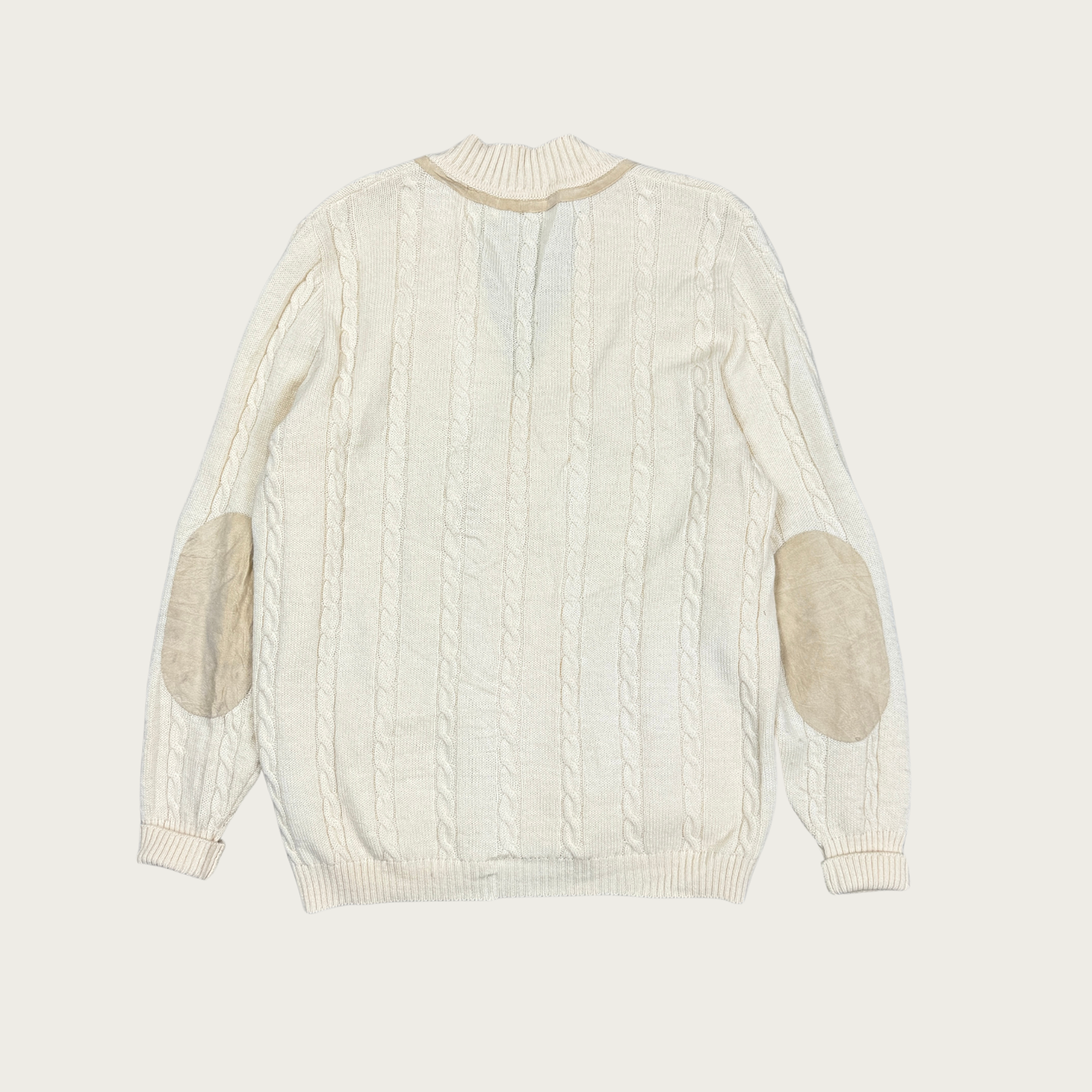 (L) Cream Cable Knit Cardigan