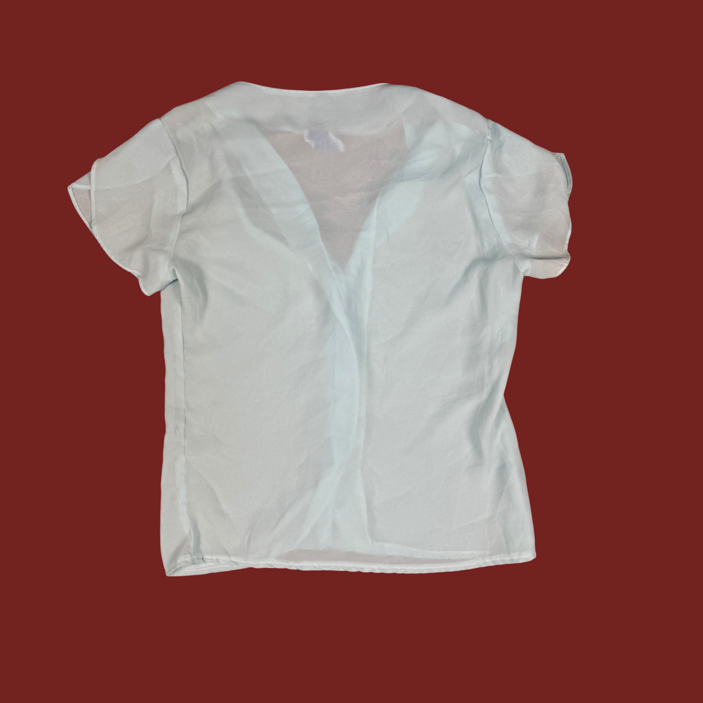 (M) Light Blue Flutter Sleeve Top