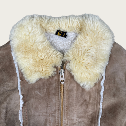 (XS) 70s Suede Fur Collar Jacket