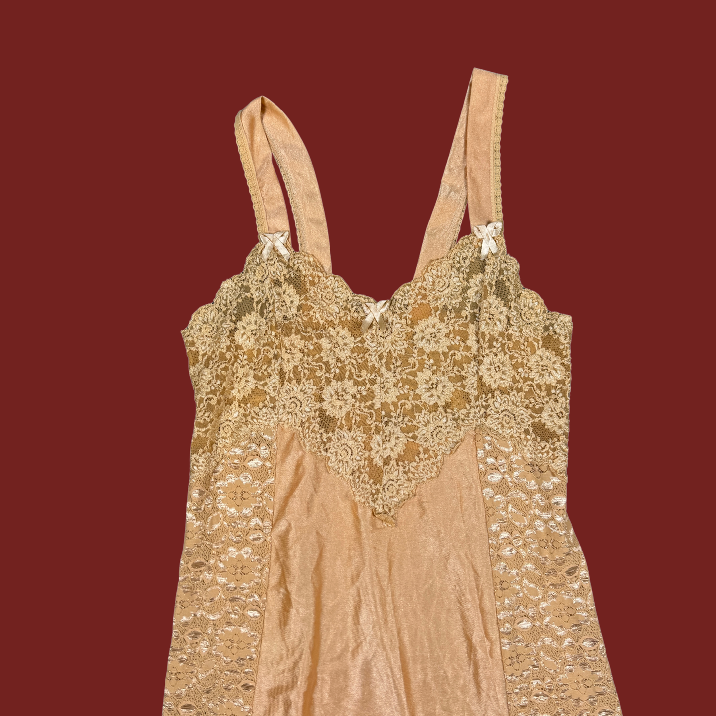 (M) Orange Lace Vintage Slip Dress