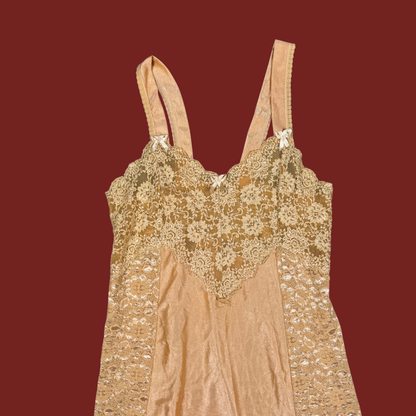 (M) Orange Lace Vintage Slip Dress