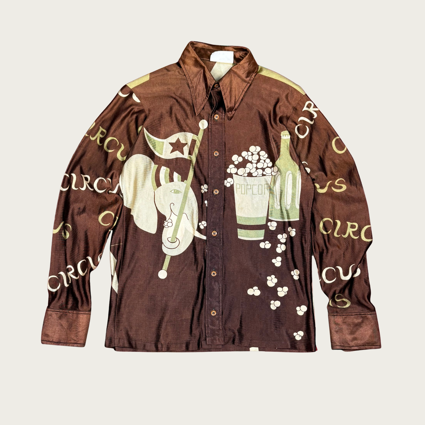 (M) 70s Circus Print Disco Shirt