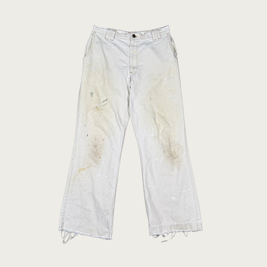 (31") Rare Levi's 60s/70s Orange Tab Cream Distressed Canvas Pants