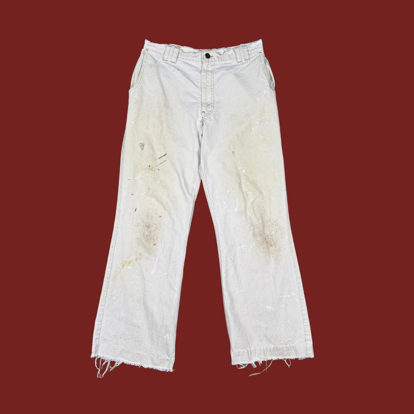 (31") Rare Levi's 60s/70s Orange Tab Cream Distressed Canvas Pants