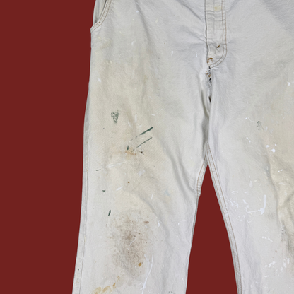 (31") Rare Levi's 60s/70s Orange Tab Cream Distressed Canvas Pants