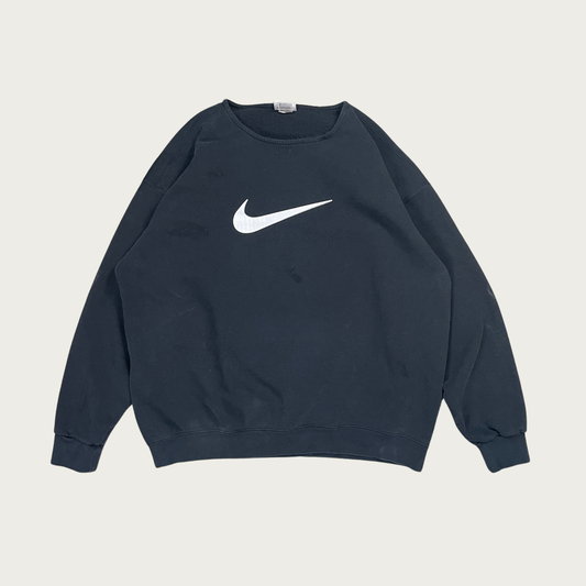(XL) Vintage Black Nike Swoosh Sweatshirt