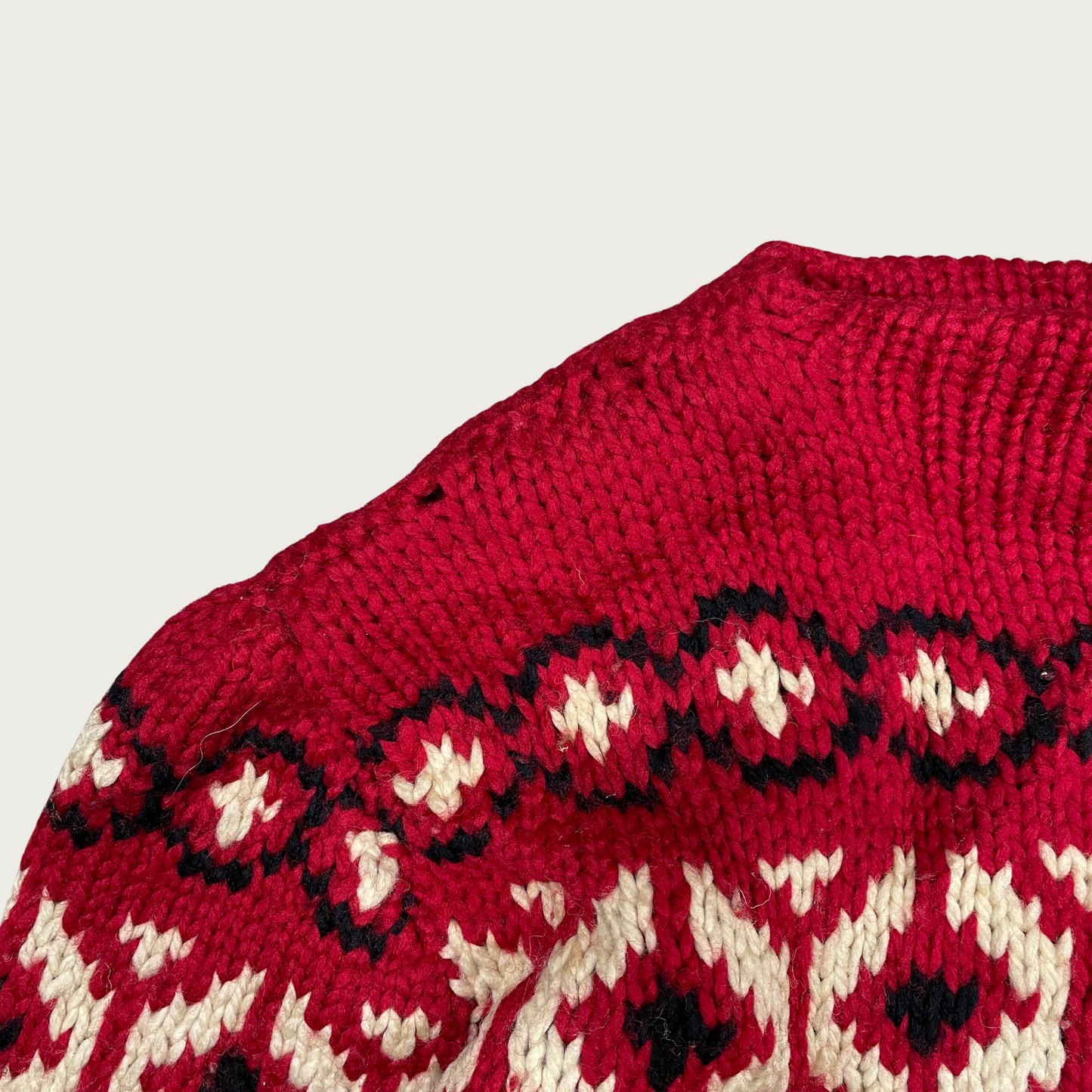 (L) Red Fair Isle Wool Sweater