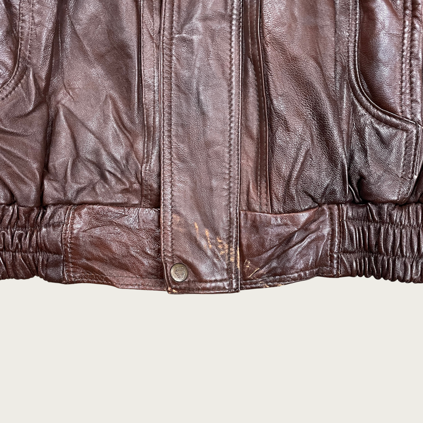 (M) Brown Leather Bomber Jacket