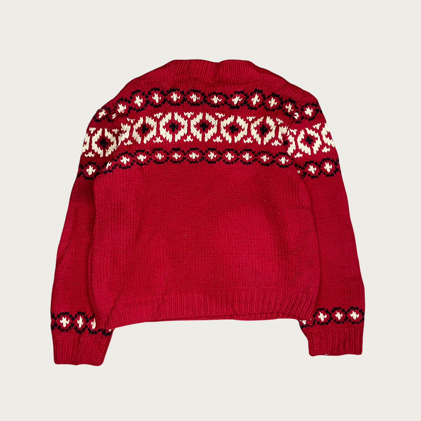 (L) Red Fair Isle Wool Sweater