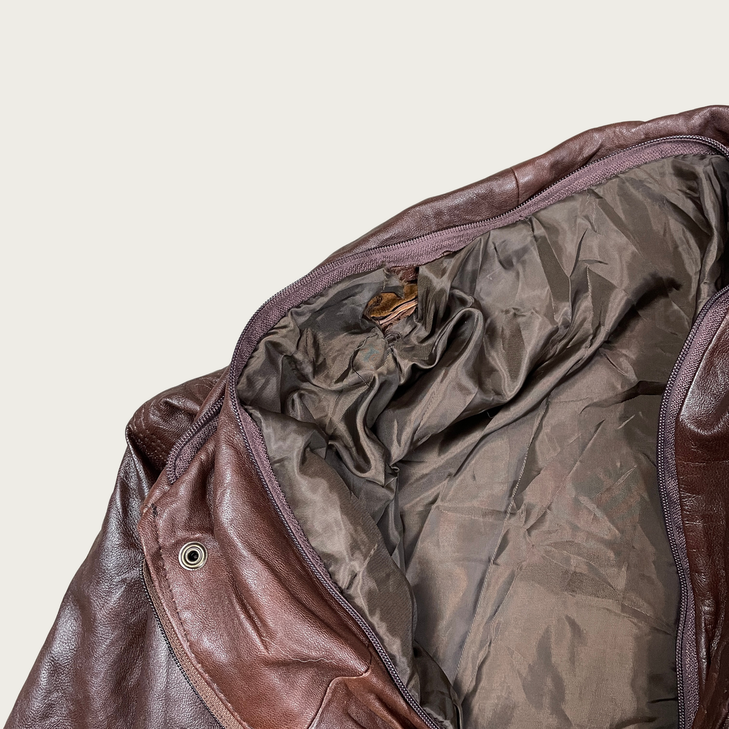 (M) Brown Leather Bomber Jacket