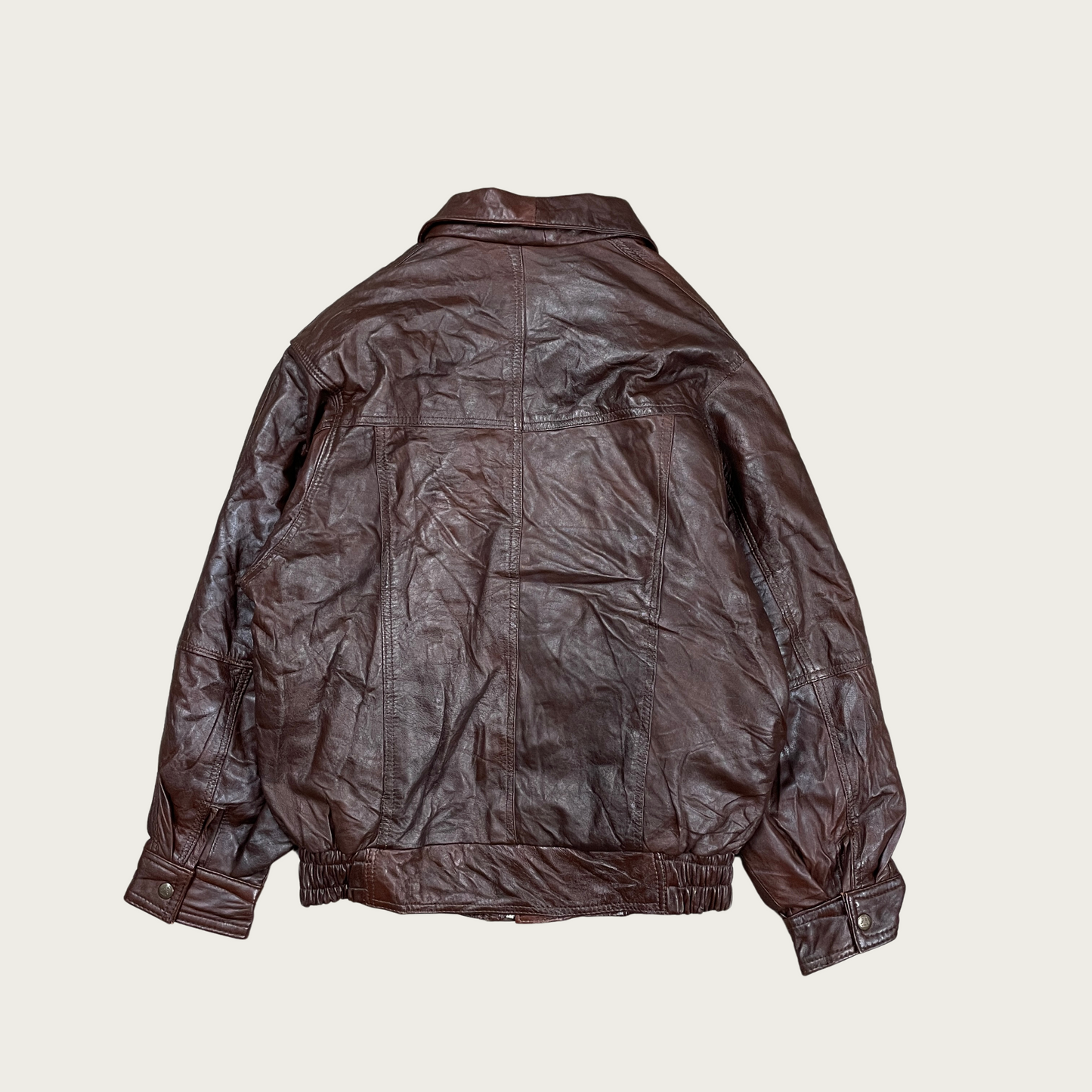 (M) Brown Leather Bomber Jacket