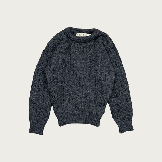 (S) Gray Crewneck Aran Sweater