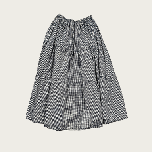 (M) Gingham Tiered Maxi Skirt