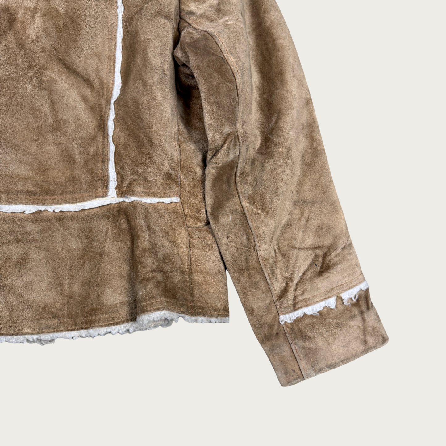 (XS) 70s Suede Fur Collar Jacket