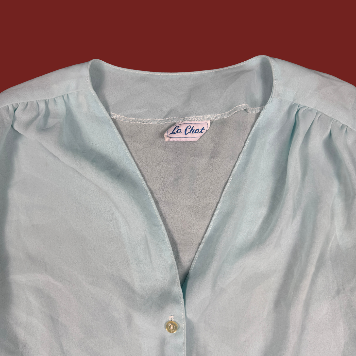 (M) Light Blue Flutter Sleeve Top