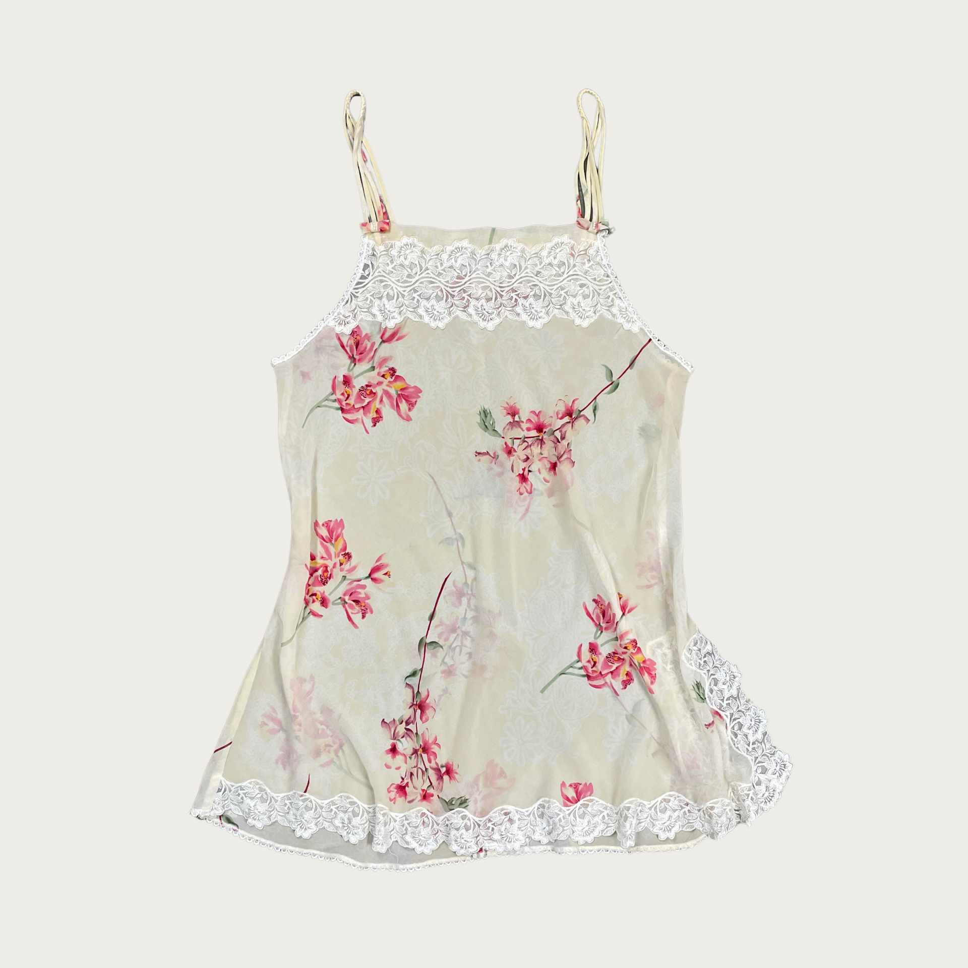 (M) Christian Dior Cream Floral Mini Slip Dress