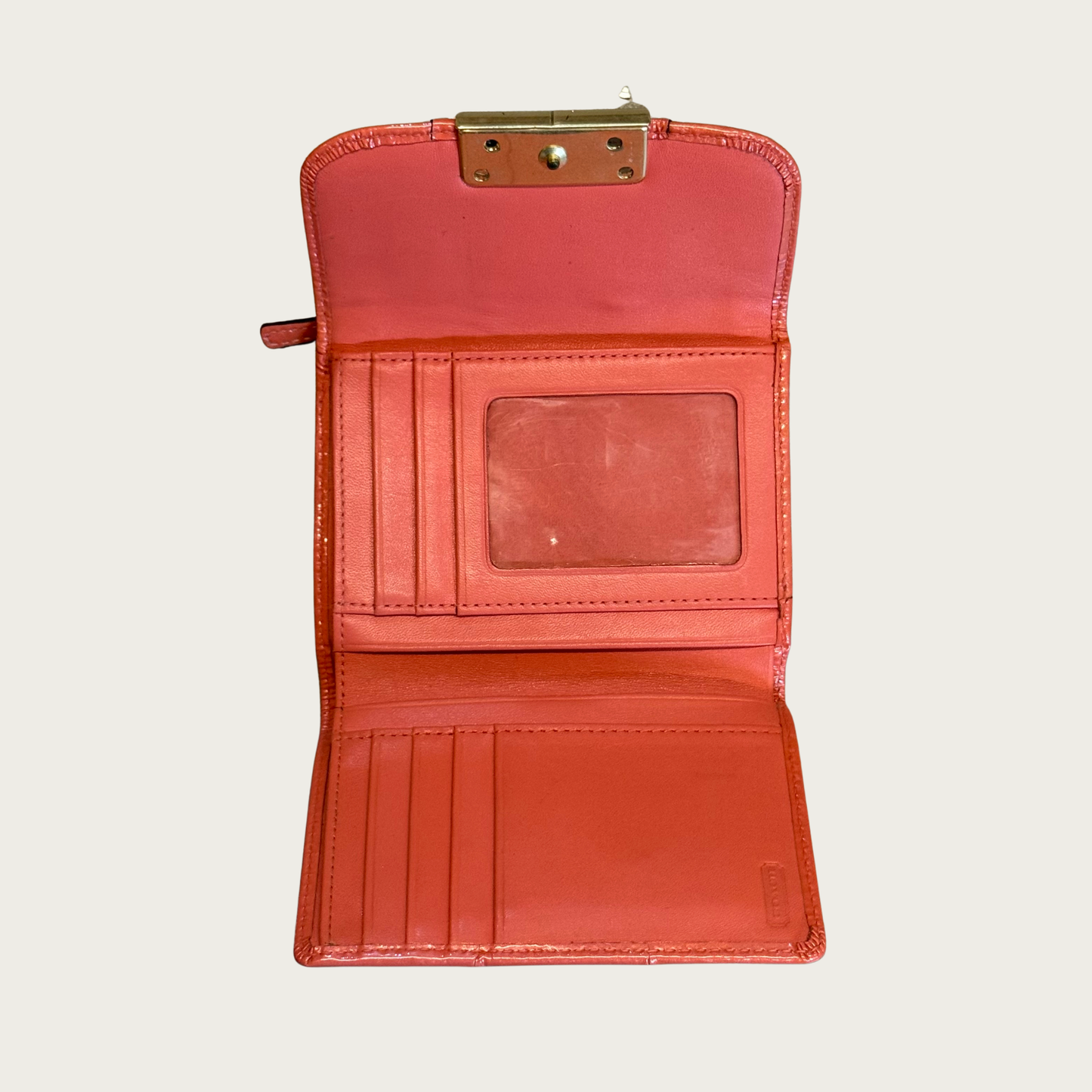 Coach Kristin Patent Leather Coral Shoulder Bag & Wallet