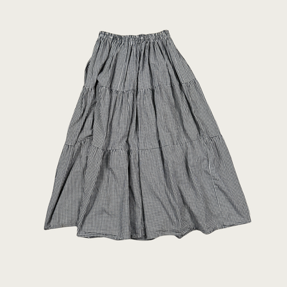 (M) Gingham Tiered Maxi Skirt